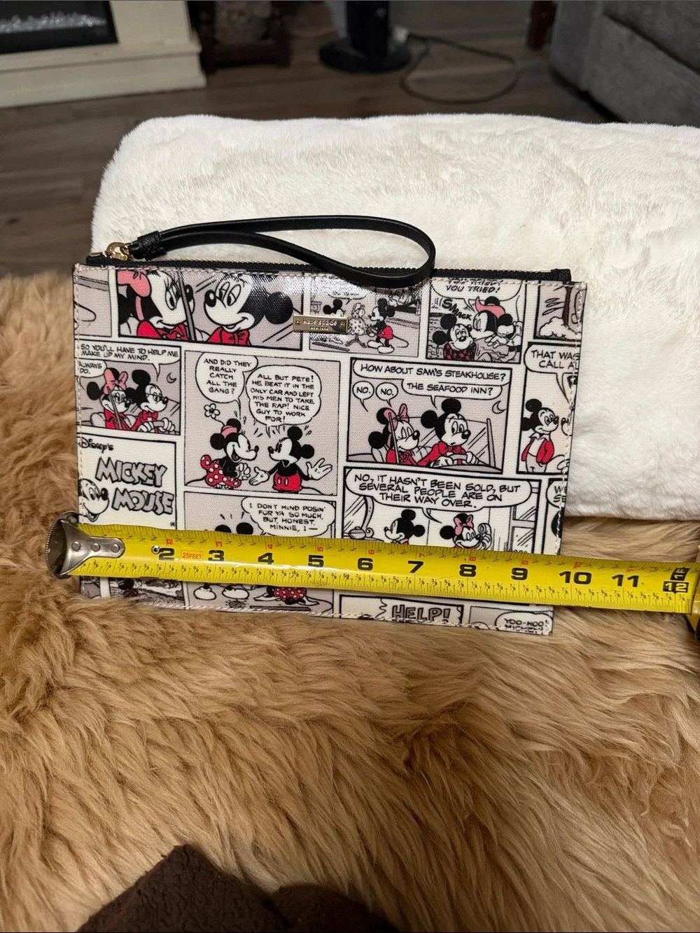 Kate Spade New York Disney Retired Mickey & Minnie Comic Print Zip Wristlet